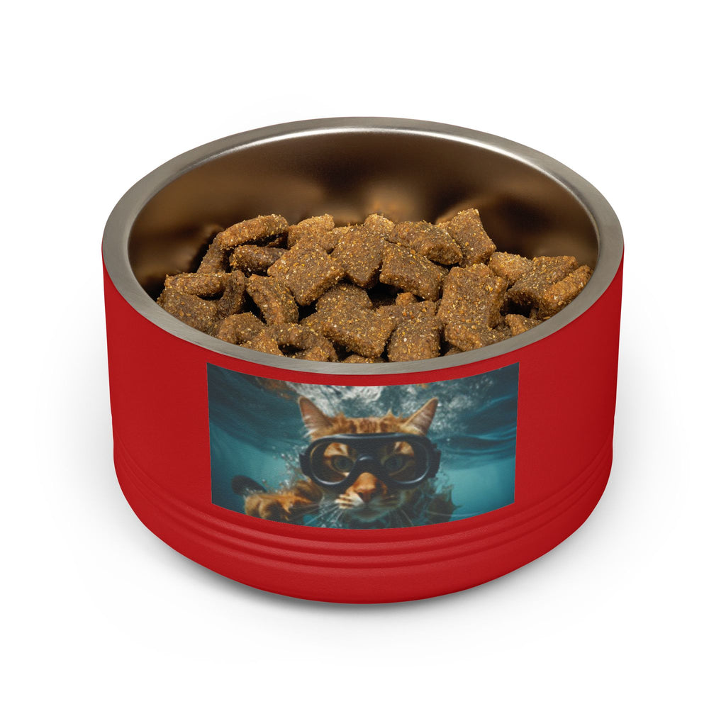 18oz Pet Bowl — Playful Diving Cat & Labradors  Design Stainless Steel Water & Food Dish