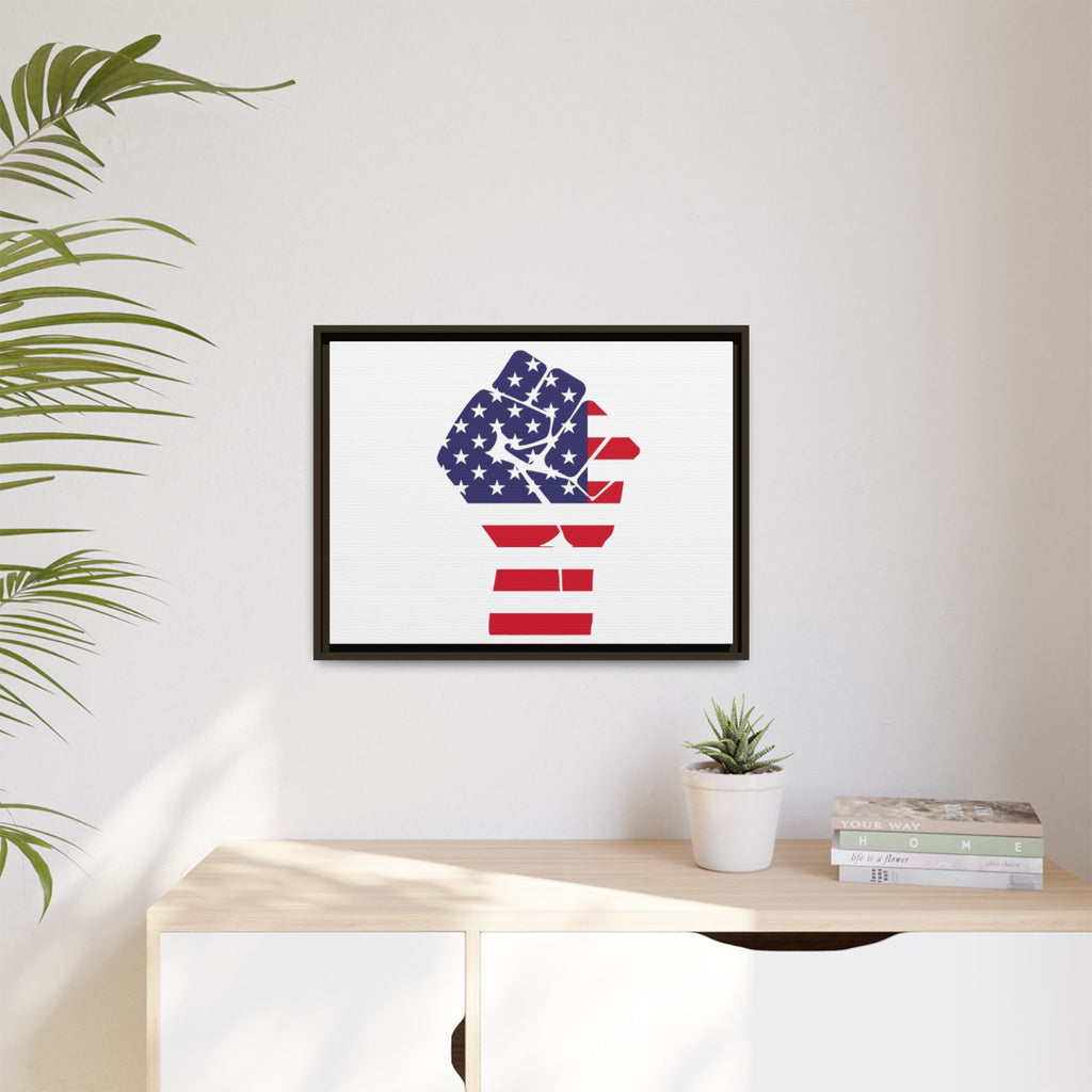 Framed Canvas Print – American Flag Fist Wall Art