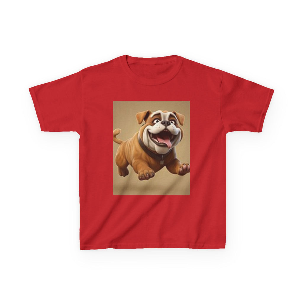 Kids Bulldog & Cute Cats Graphic Tee — Playful Puppy and Cat Stack Kids T-Shirt
