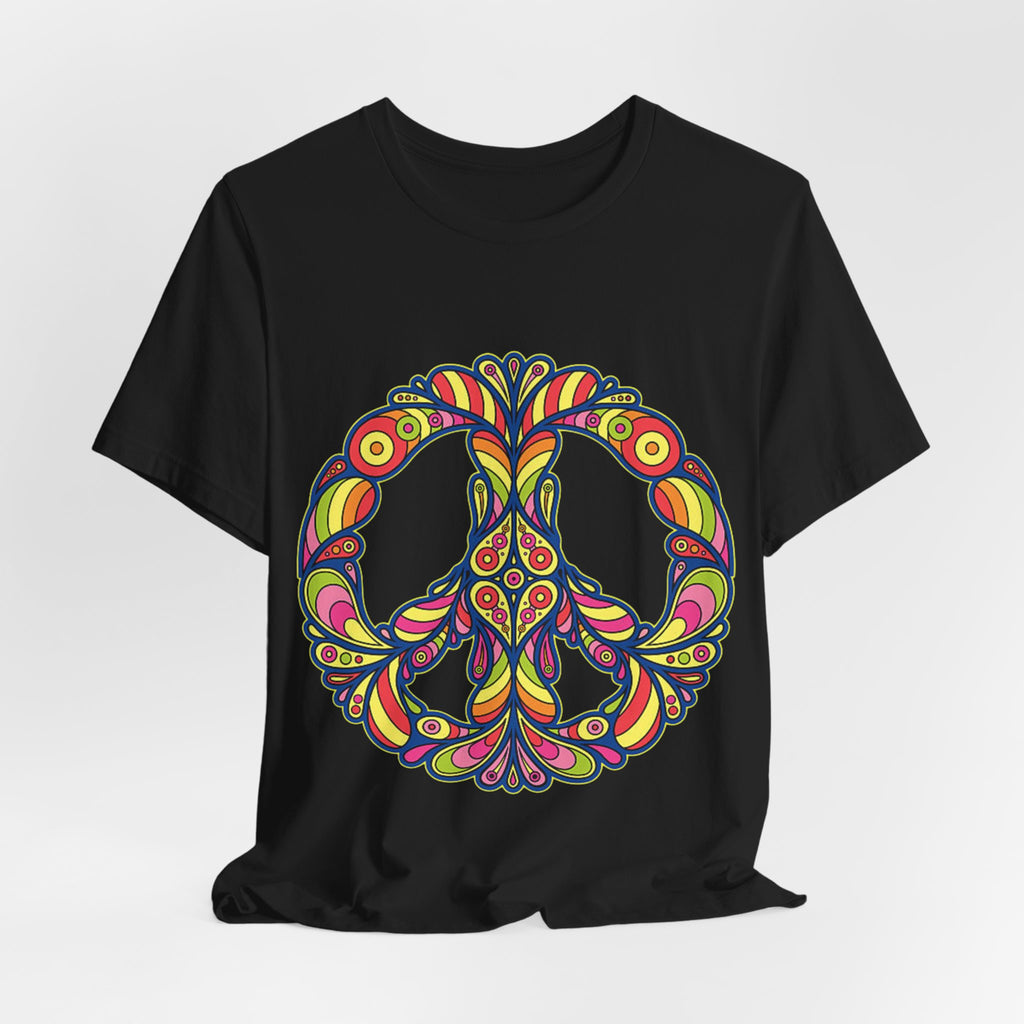 Psychedelic Floral Peace Sign T-Shirt World Peace