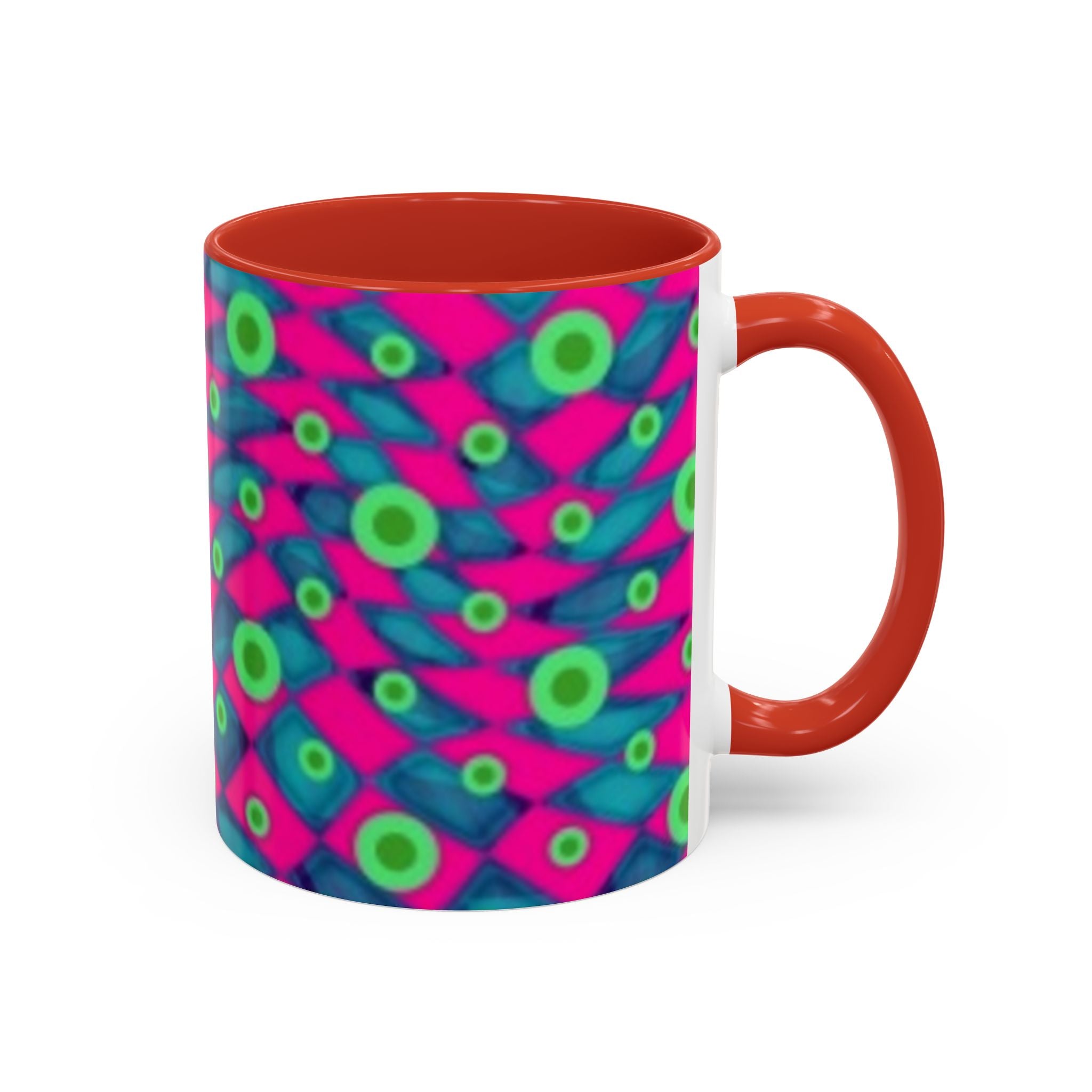 Abstract Neon Pattern Coffee Mug — Vibrant Retro Geometric Accent Mug (11/15oz)