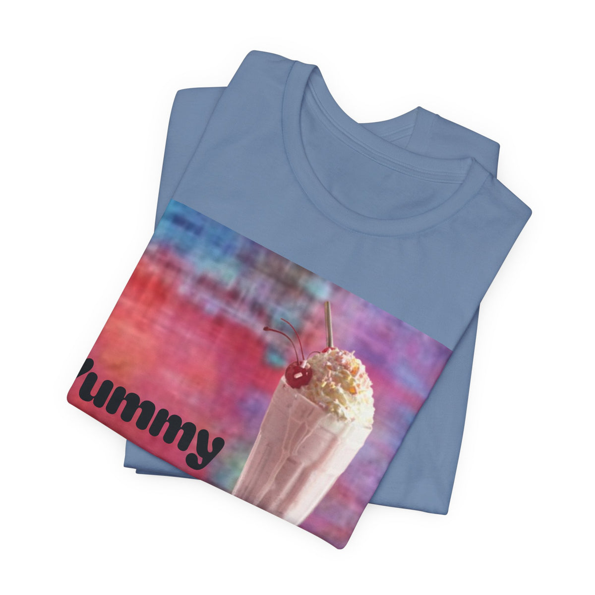 Yummy Strawberry Milkshake Tee - Retro Colorful Ice Cream Soda Graphic T-Shirt