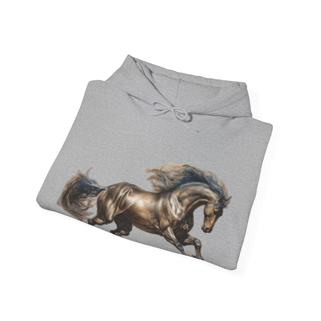 Galloping Stallion Hoodie – Realistic Bronze Horse Print