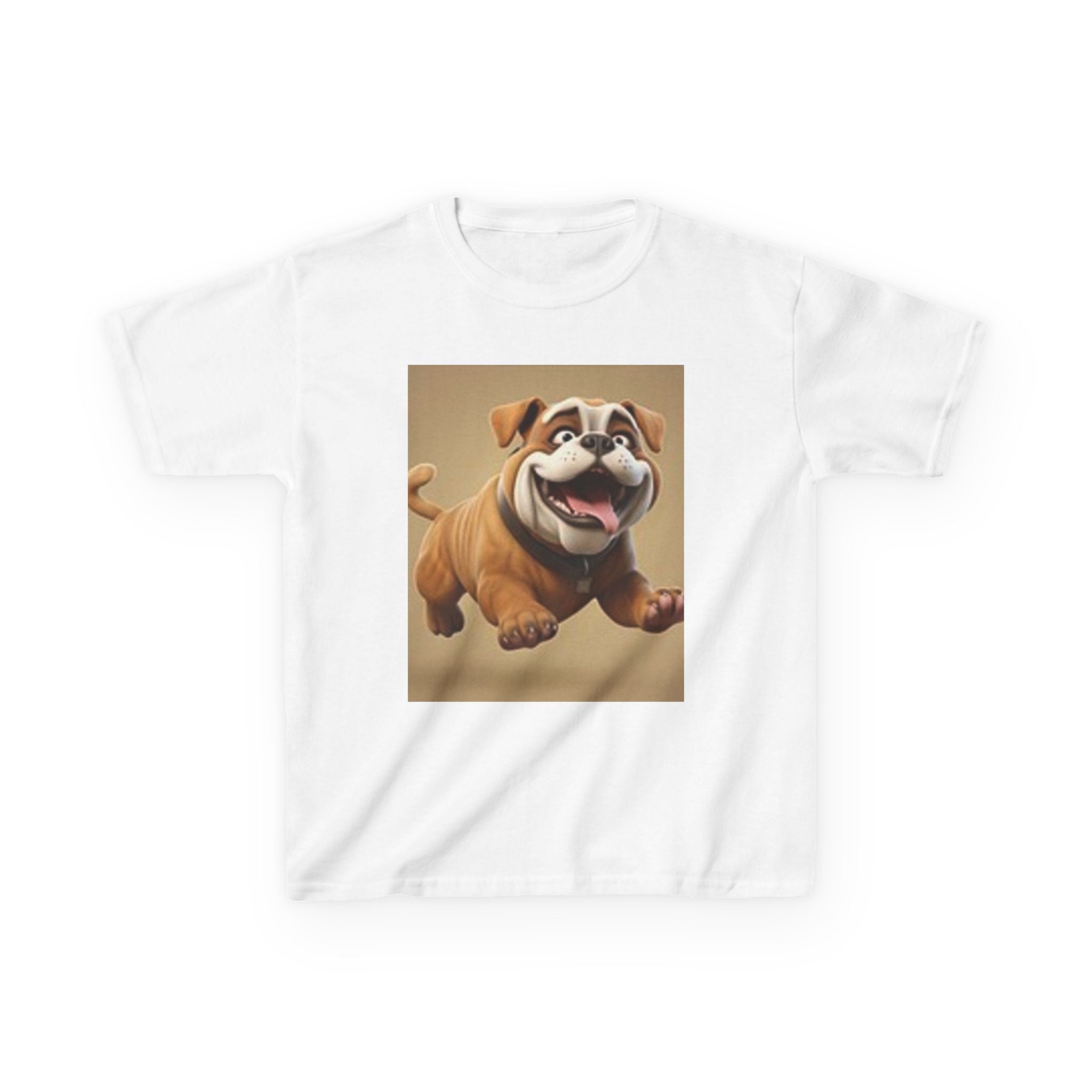 T-shirt graphique enfant Bouledogue et Chats Mignons — T-shirt enfant chiot et chat superposés amusant