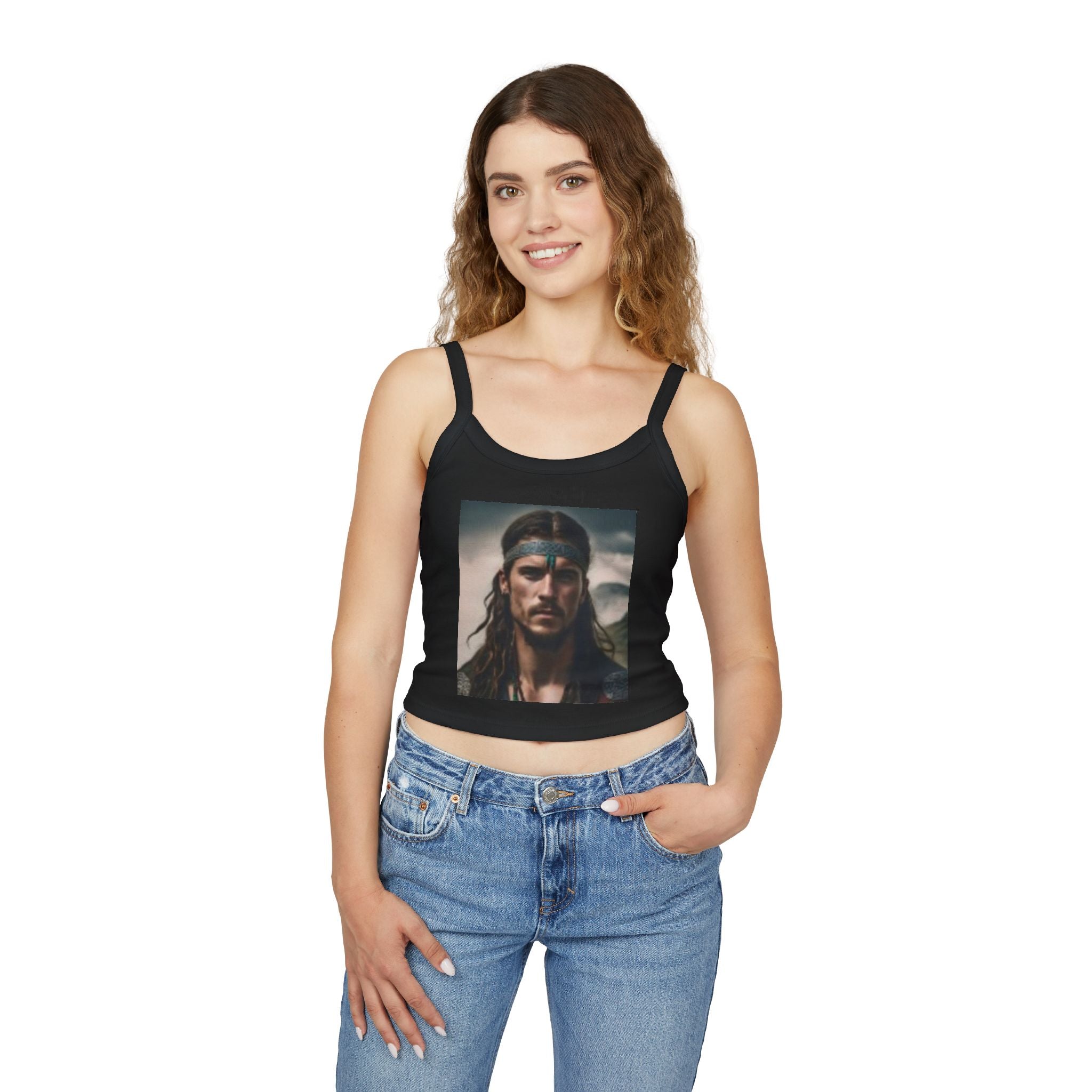 Wolf Spirit Crop Tank — Boho Native-Inspired Women's Spaghetti Strap Top