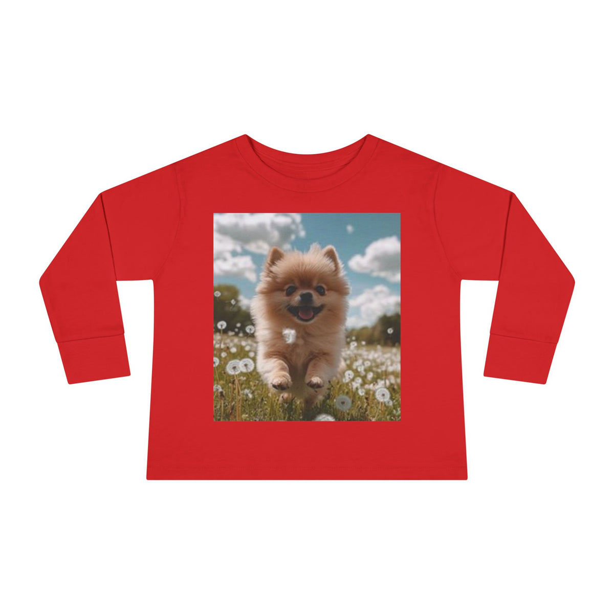 Toddler Tee — Puppy Running through Wildflowers Sleeve Shirt for Kids