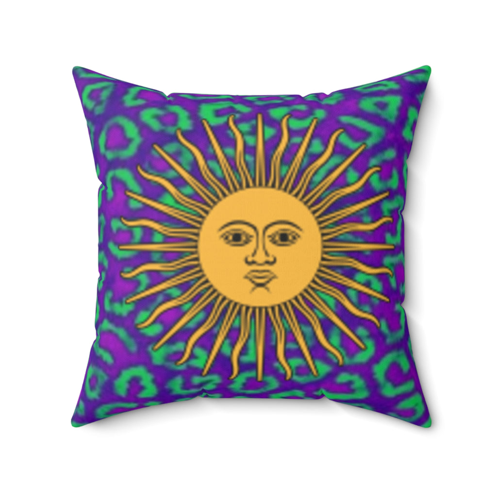 Decorative Throw Pillow — Fox & Sun Patterned Floral & Animal Print Square Accent Cushion