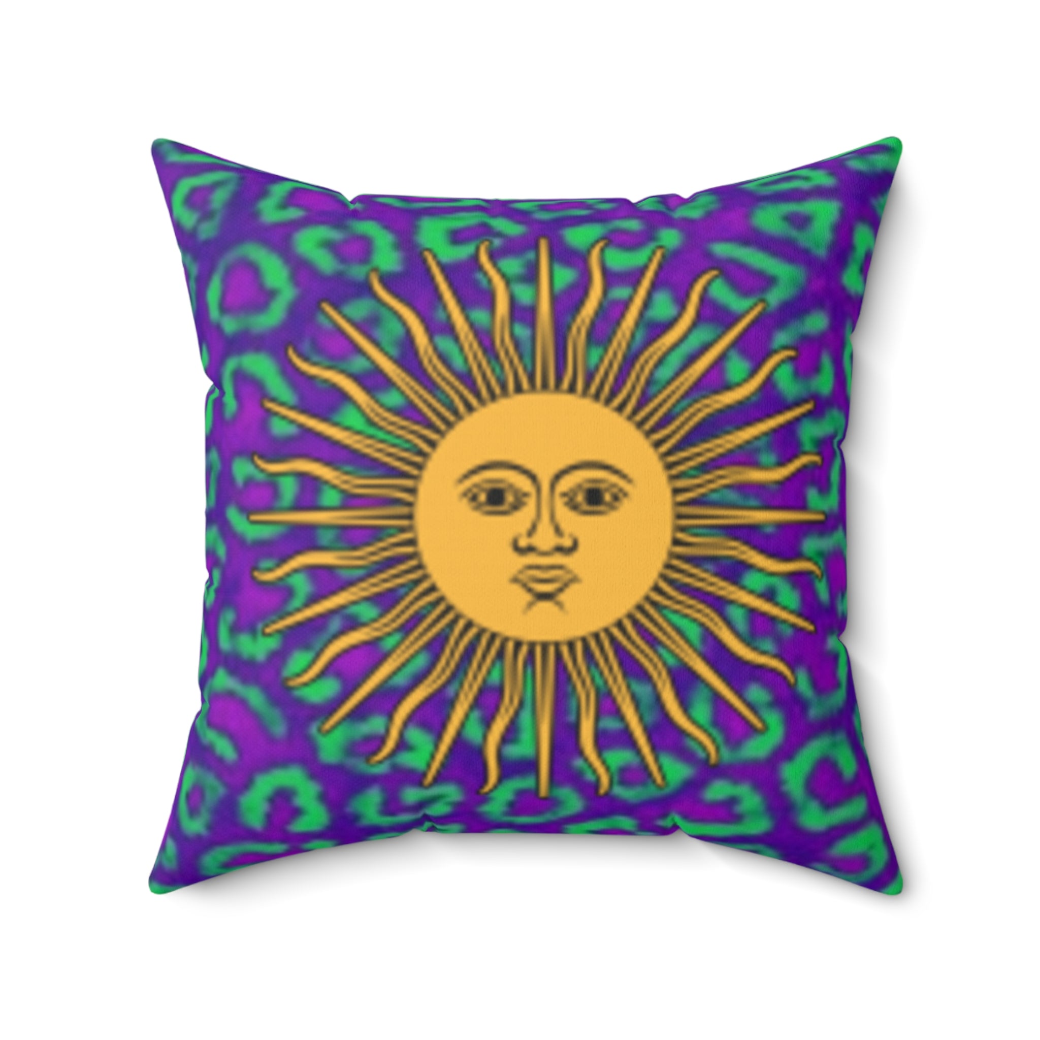 Decorative Throw Pillow — Fox & Sun Patterned Floral & Animal Print Square Accent Cushion