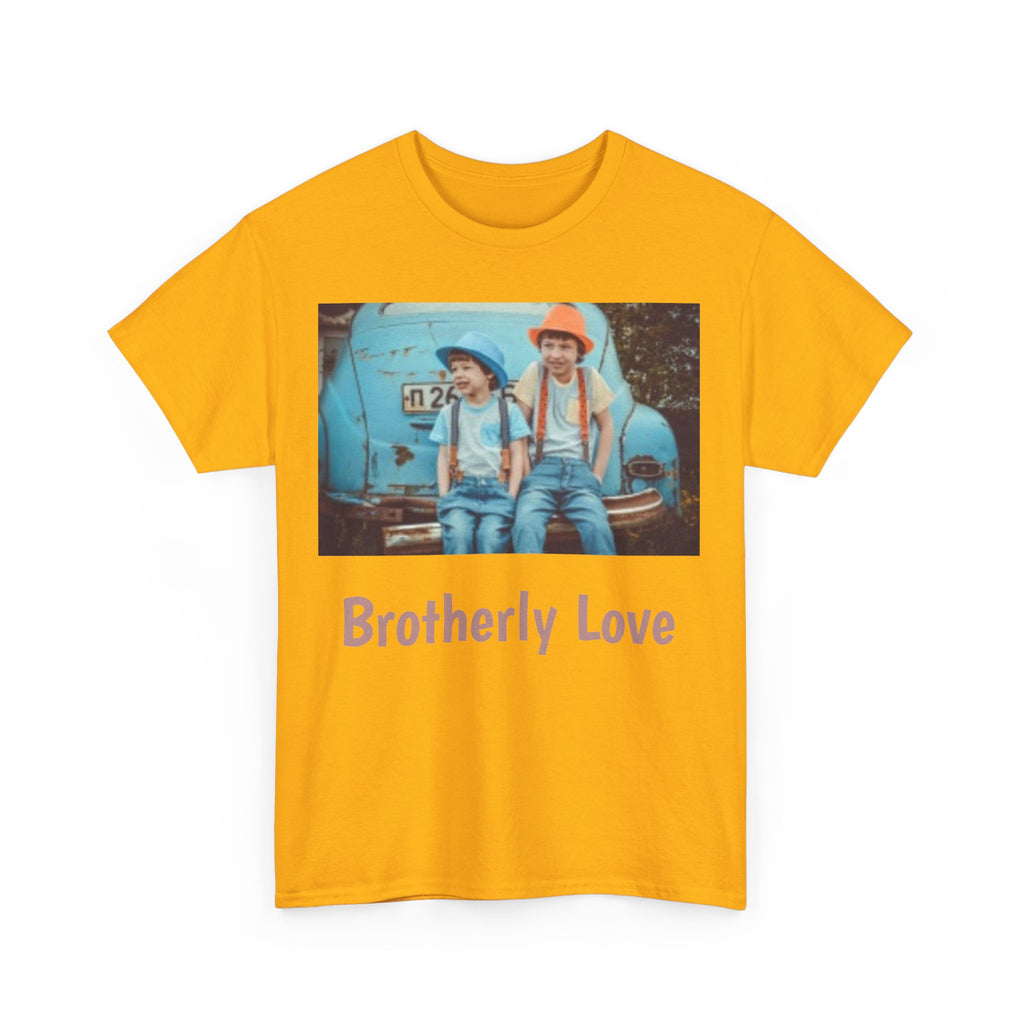 Vintage Kids Photo Tee – Retro Brothers Sitting by Classic Car