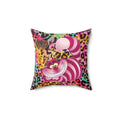 Chestire Cat Colorful Leopard Print Throw Pillow — Vibrant Animal Print Decorative Pillow