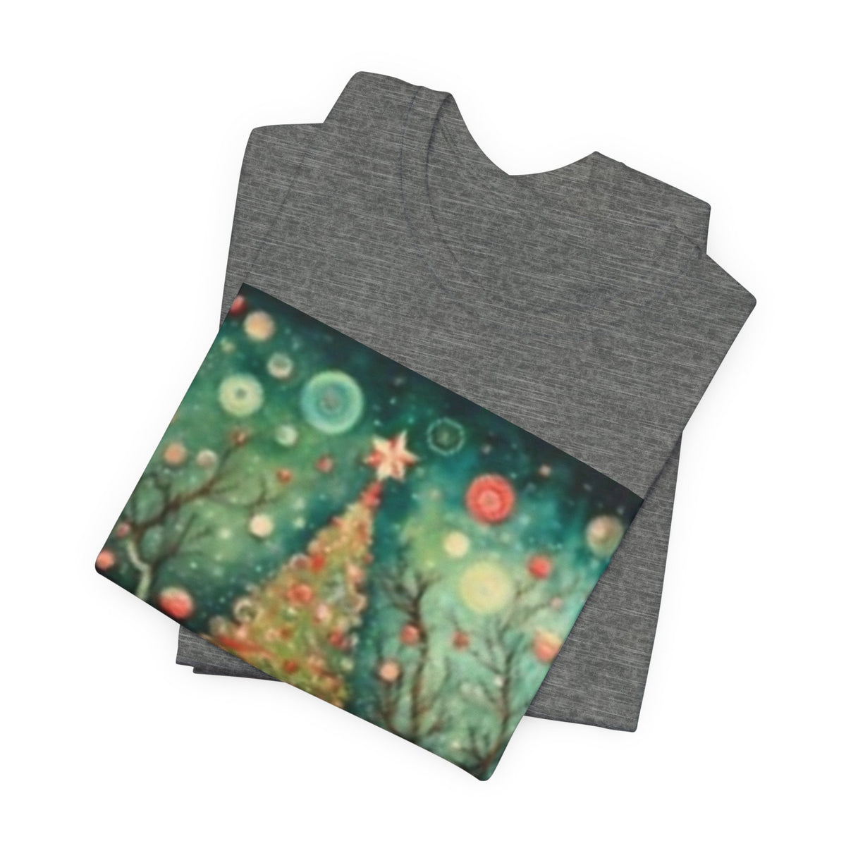 Vintage Christmas Tree Tee — Holiday Village Scenic T‑Shirt