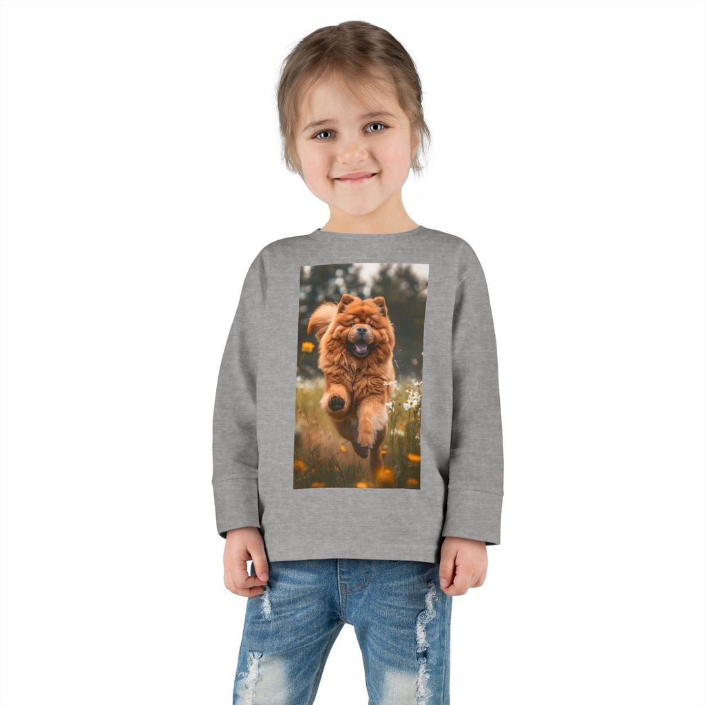 Toddler Long Sleeve Tee — Joyful Running Chow Chow Dog Photo Tee