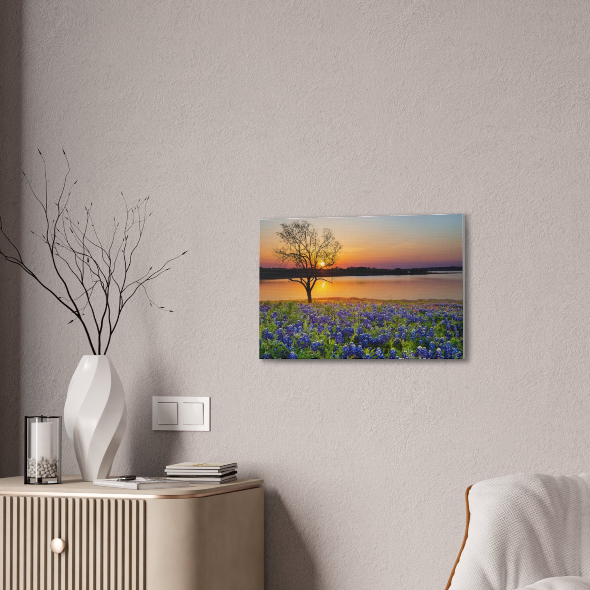 Canvas Wall Art - Bluebonnet Sunrise Landscape