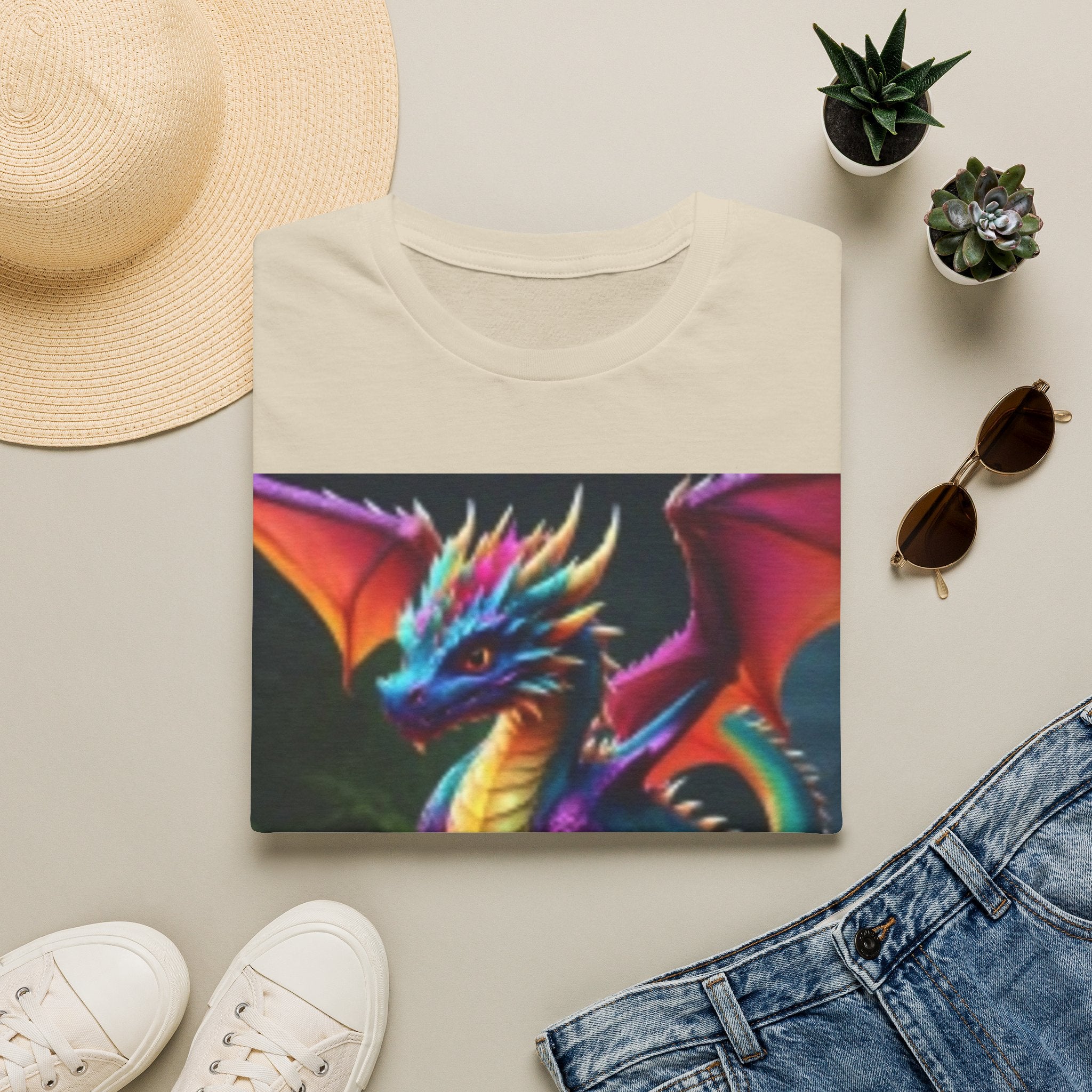 Colorful Fantasy Dragon T-Shirt — Vibrant Rainbow Baby Dragon Graphic Tee