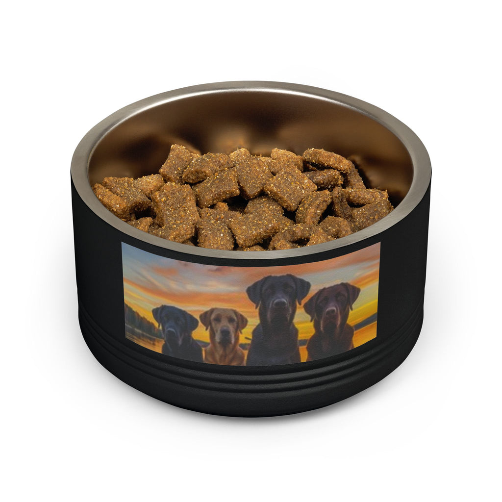 18oz Pet Bowl — Playful Diving Cat & Labradors  Design Stainless Steel Water & Food Dish