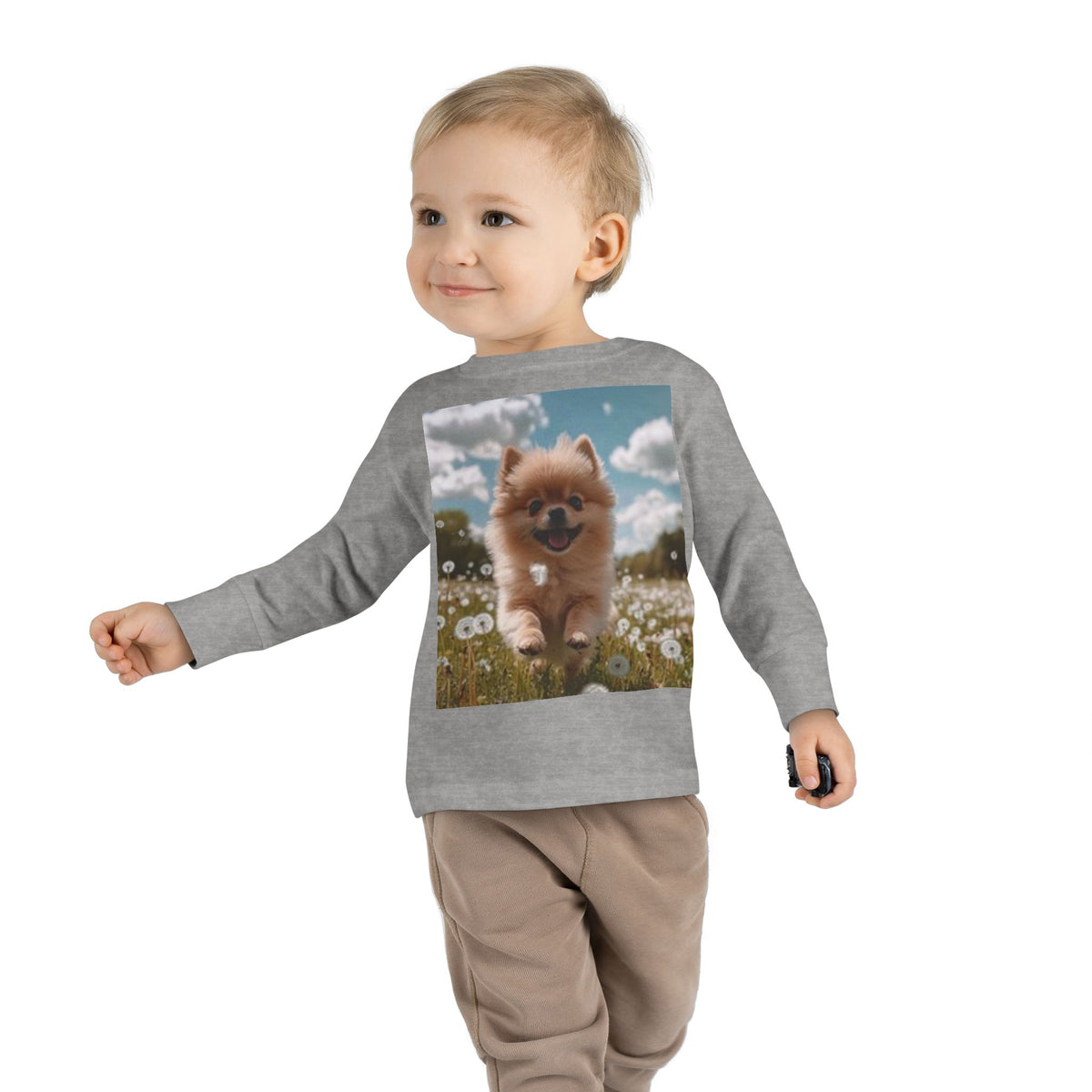 Toddler Tee — Puppy Running through Wildflowers Sleeve Shirt for Kids
