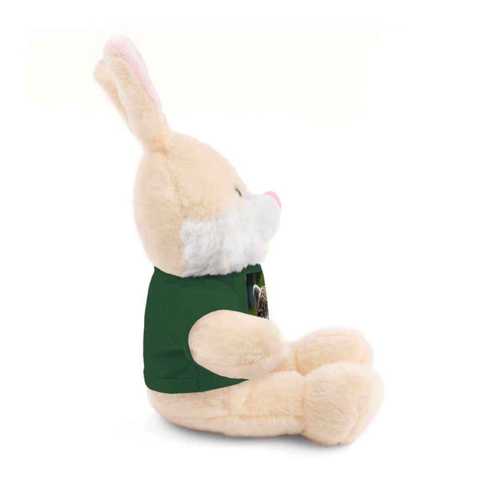 Plush Teddy Bear with Leopard Cub Tee — Cute Animal Gift for Kids & Wildlife Lovers