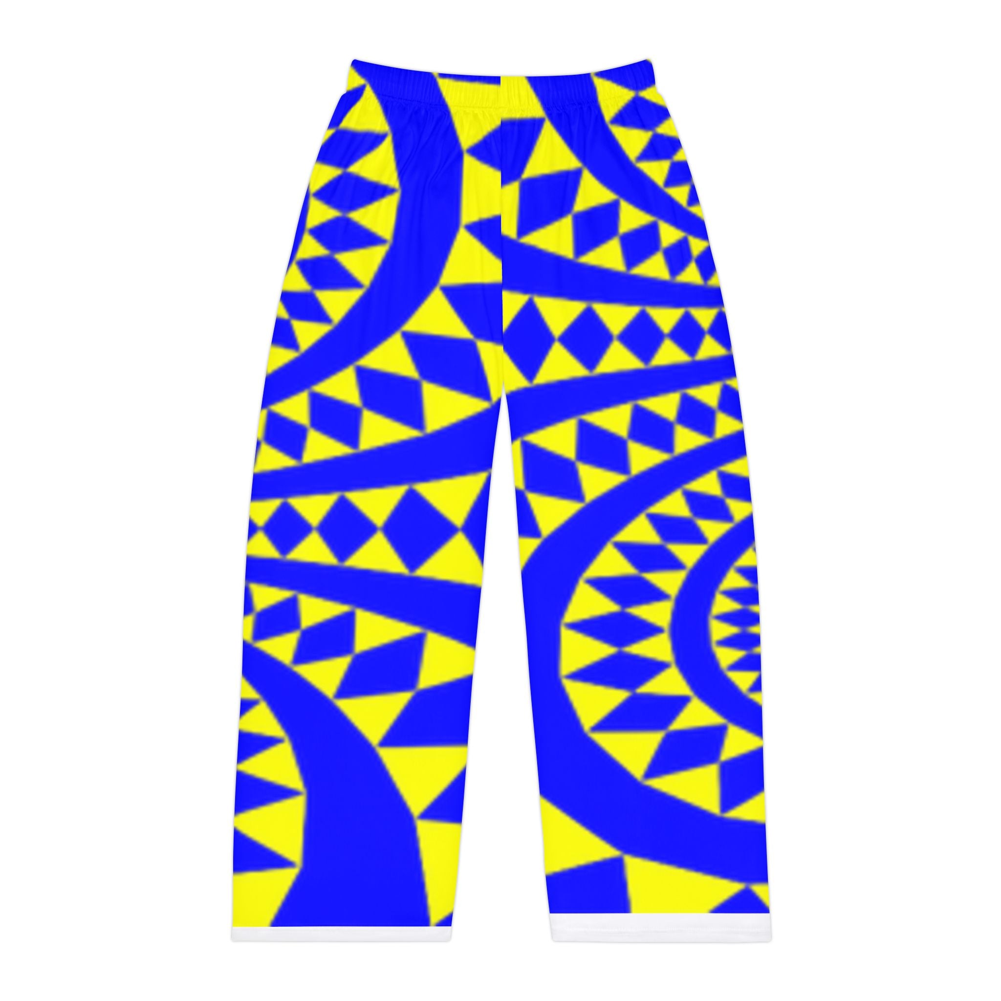 Spiral Geo Men's Pajama Pants – Blue & Yellow All-Over Print Loungewear