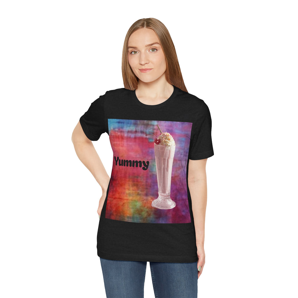 Yummy Strawberry Milkshake Tee - Retro Colorful Ice Cream Soda Graphic T-Shirt