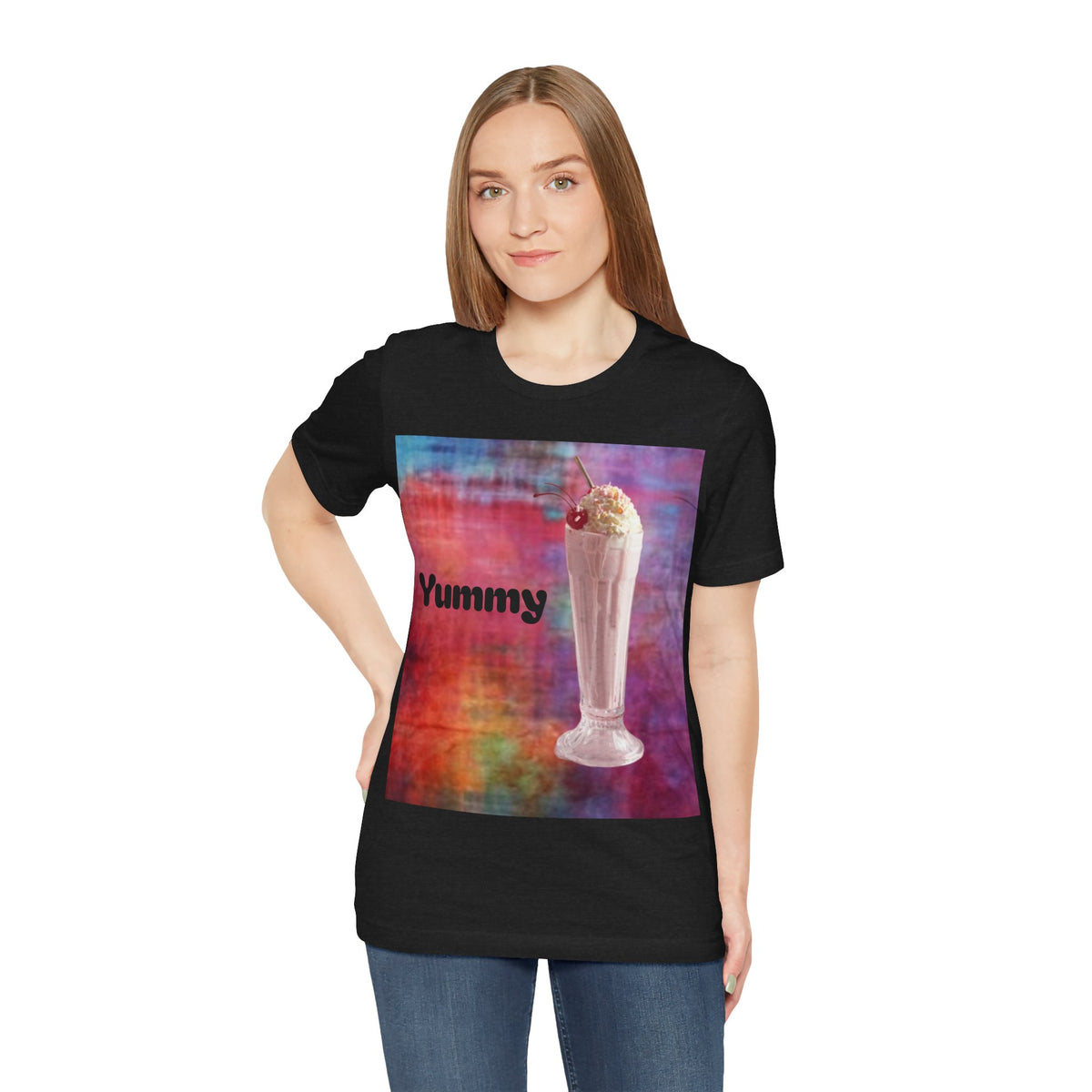 Yummy Strawberry Milkshake Tee - Retro Colorful Ice Cream Soda Graphic T-Shirt