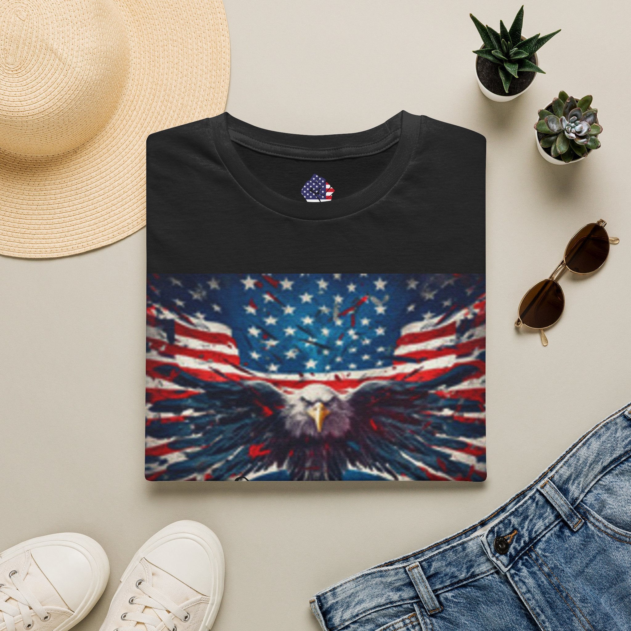 Patriotic Eagle T-Shirt — American Flag Bald Eagle I Love America!