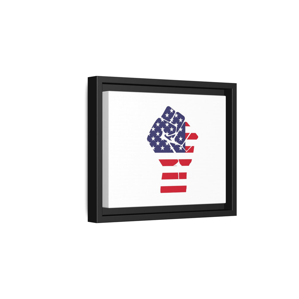Framed Canvas Art – American Flag Fist Patriotic Wall Print