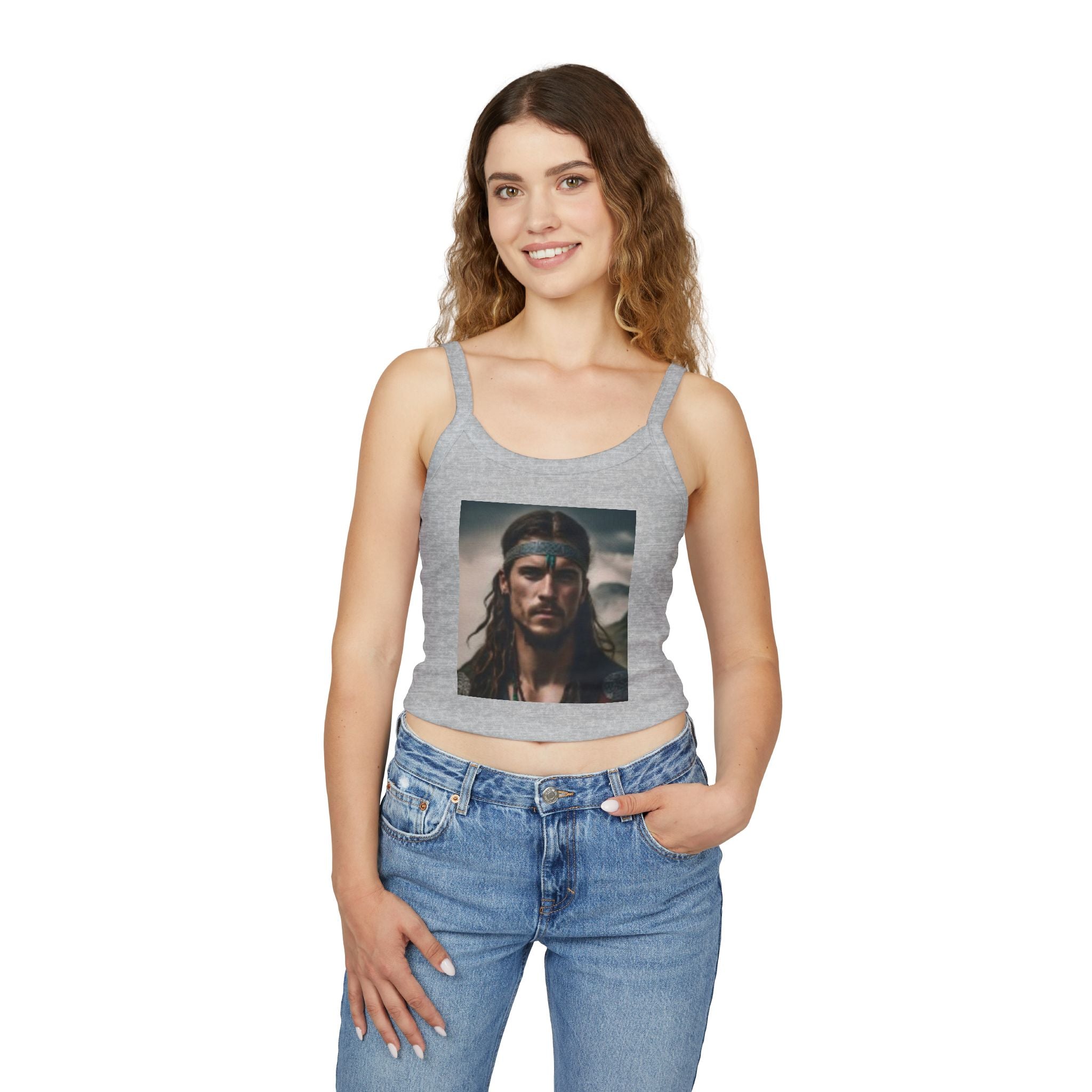 Wolf Spirit Crop Tank — Boho Native-Inspired Women's Spaghetti Strap Top
