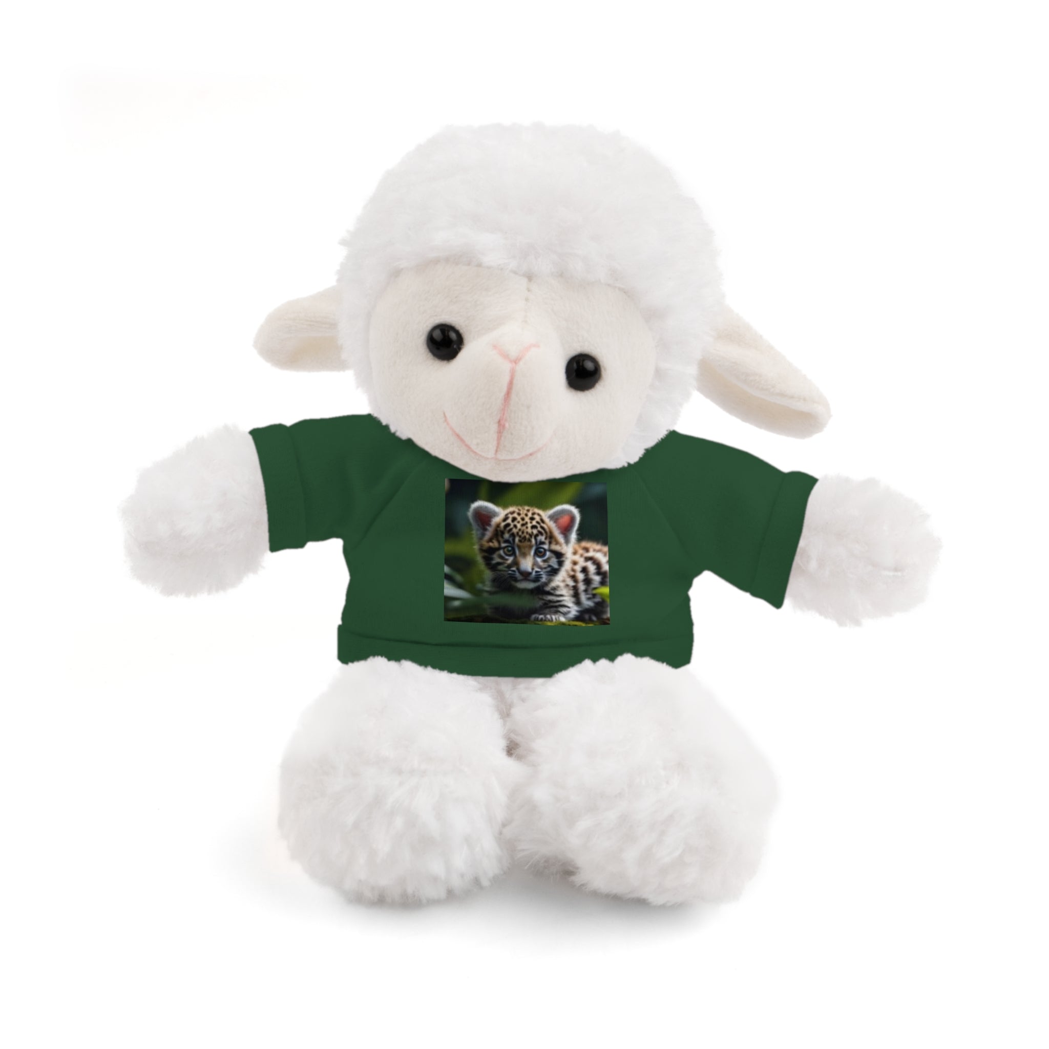 Plush Teddy Bear with Leopard Cub Tee — Cute Animal Gift for Kids & Wildlife Lovers