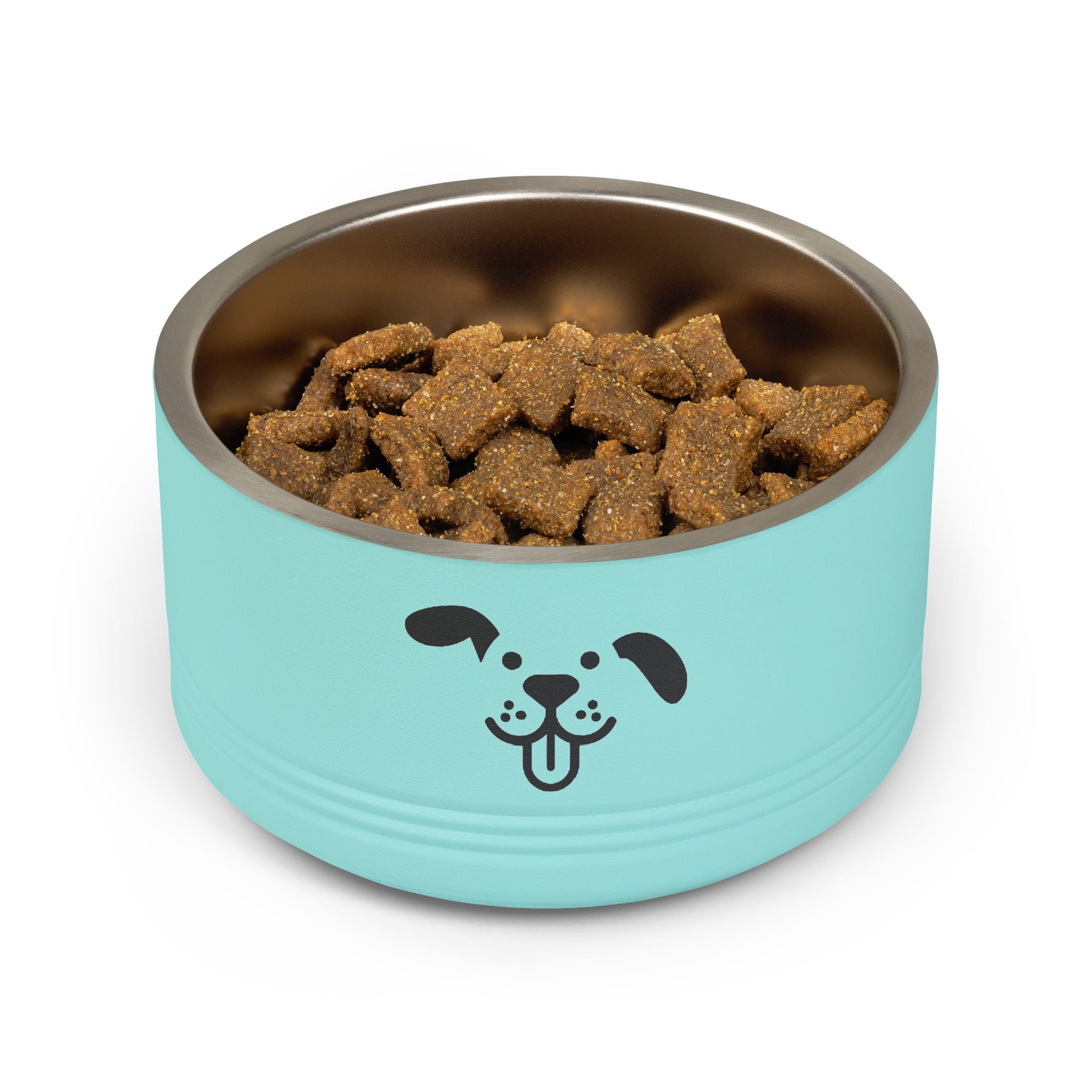 Cute Dog Face Stainless Steel Pet Bowl — 18 oz Cute Minimalist Dog Food & Water Dish