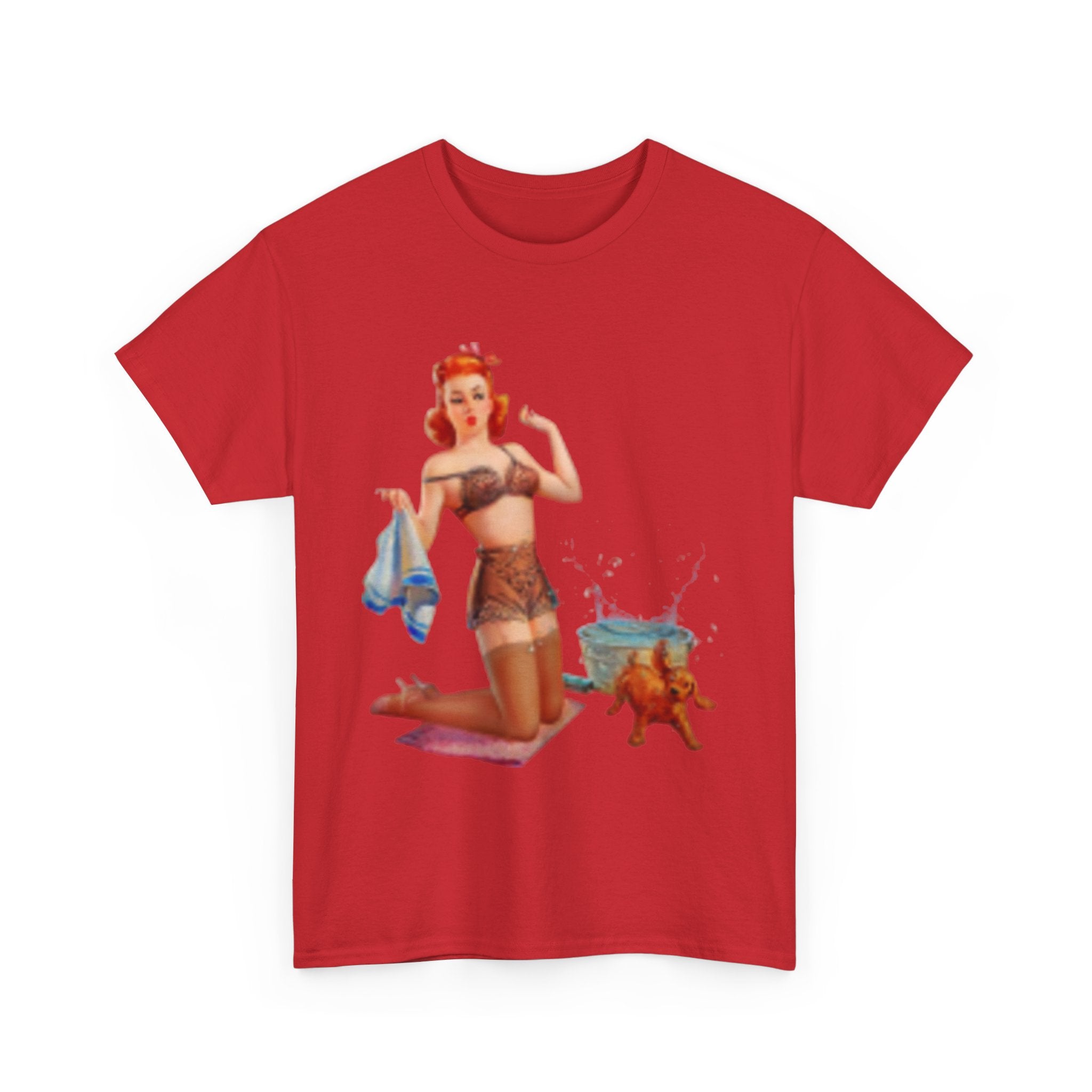 Pinup Beach Girl & Sunset T-Shirt — Retro Bikini Pin-Up Graphic T-shirt